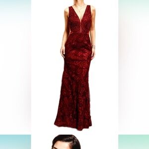Elegant Burgundy Evening Gown